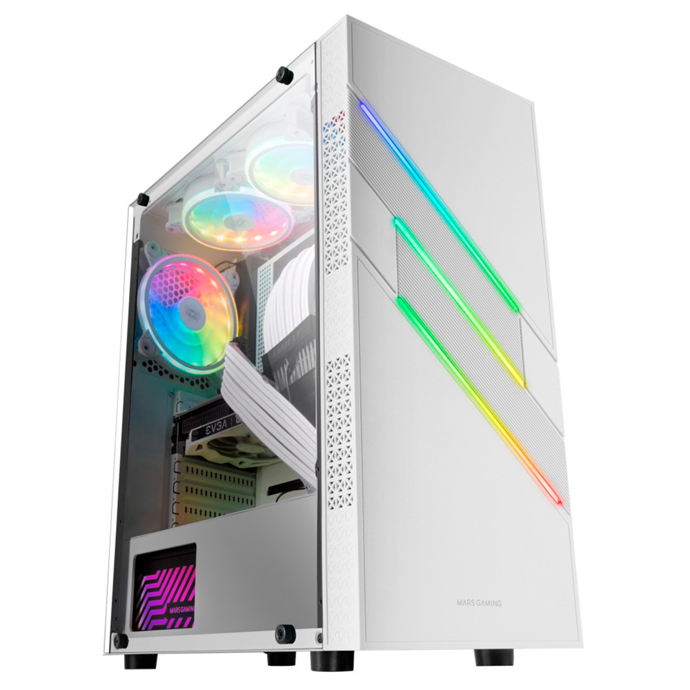 MC-U3 WHITE 1 Pack gaming con monitor 27 pulgadas y torre lateral acrílica