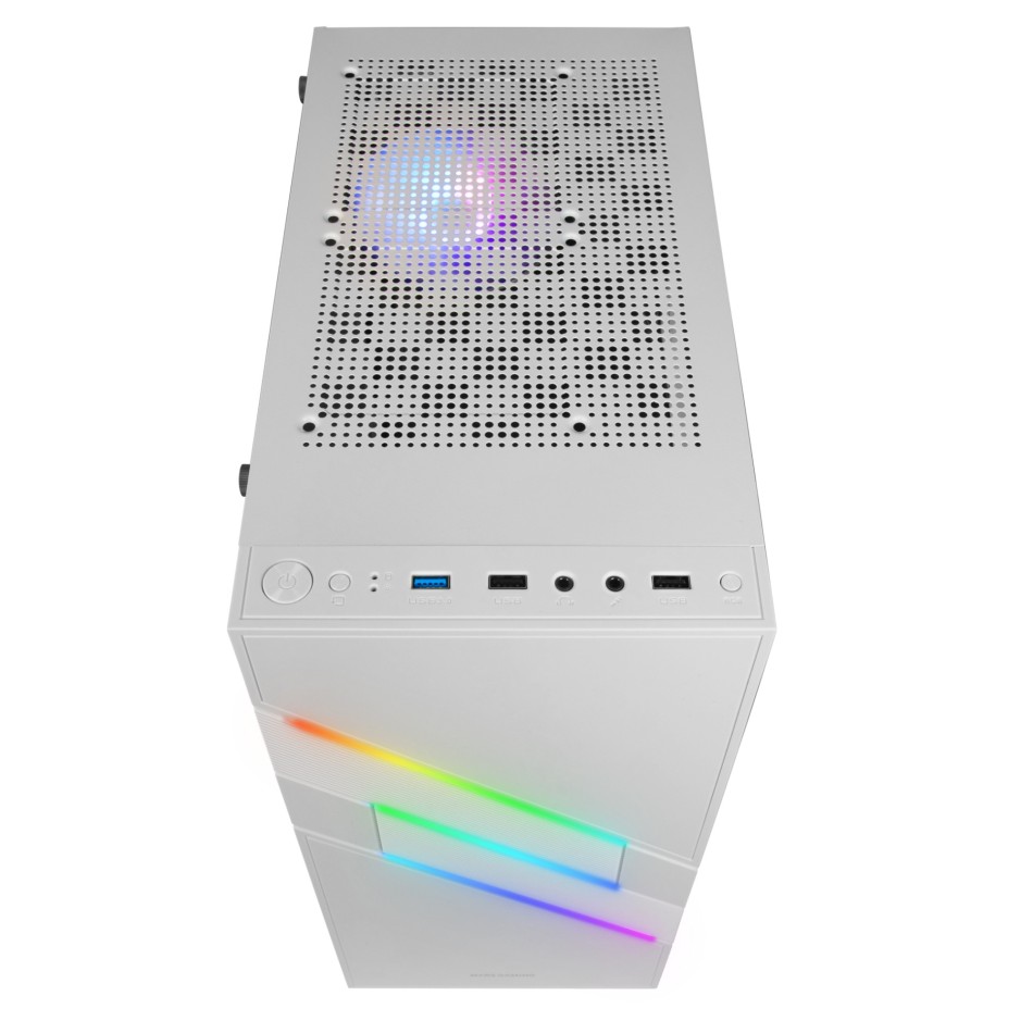 MC-U3 WHITE 4 Pack gaming con monitor 27 pulgadas y torre lateral acrílica