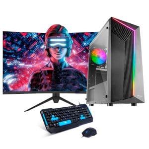 Pack gaming con monitor 27 pulgadas y torre lateral acrílica