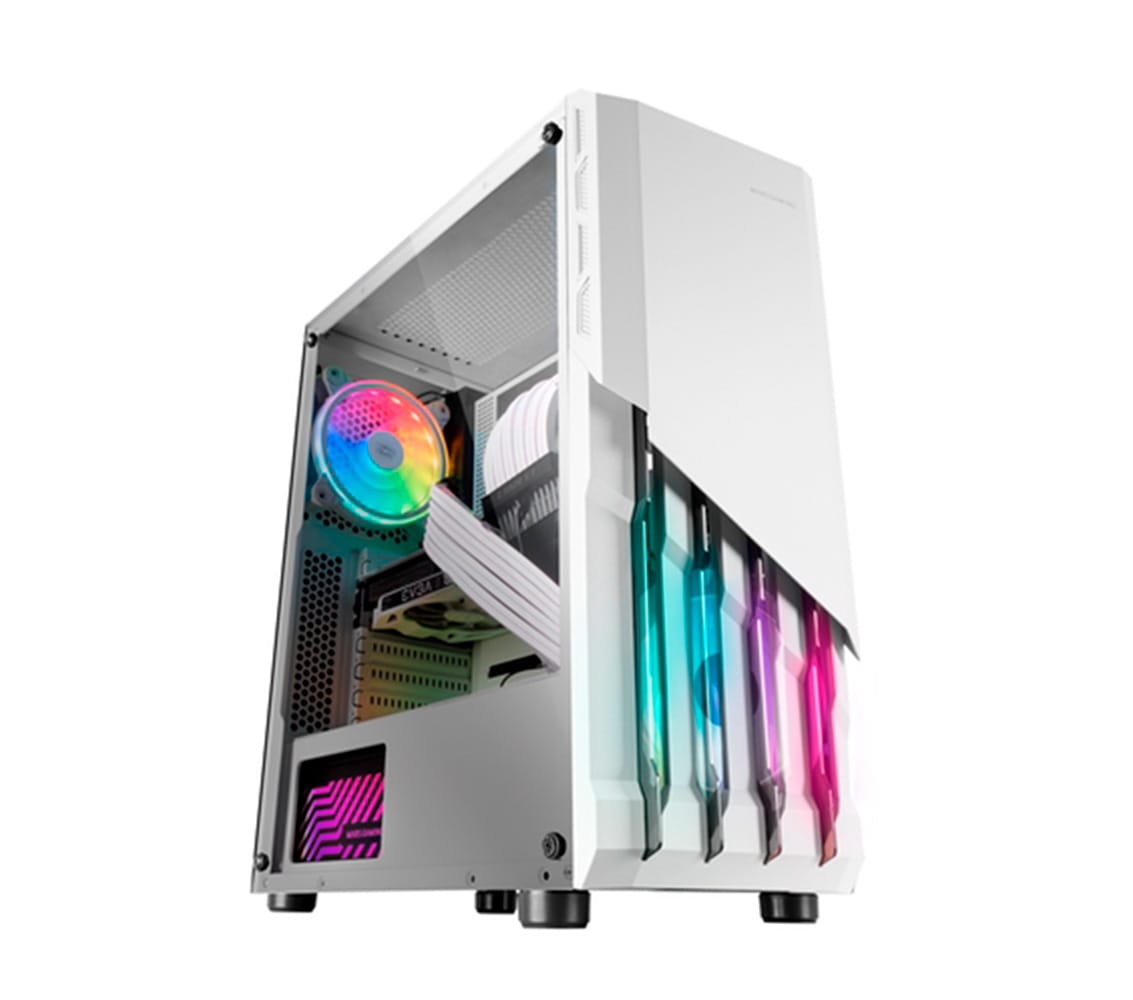 Ordenador gaming Neo-PC con torre blanca y ARGB