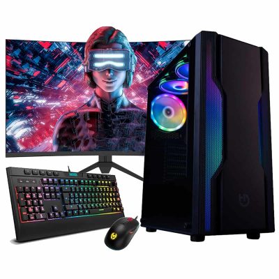 Pack gaming con monitor 27 pulgadas y torre lateral acrílica