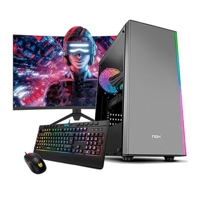 Pack gaming con monitor 27 pulgadas y torre lateral acrílica