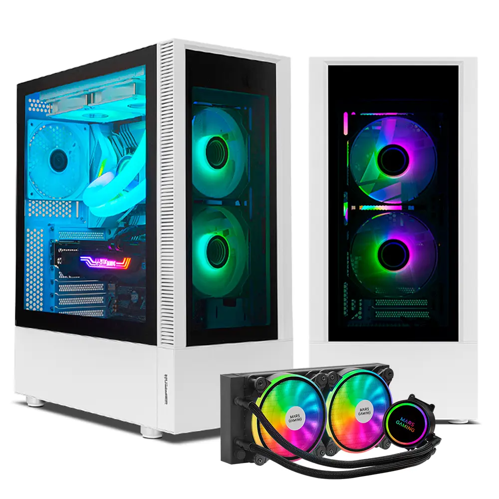 ordenador-gamer-completo-raton-teclado Pack gaming con monitor 27 pulgadas y torre lateral acrílica