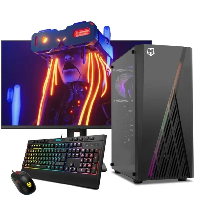 Pack gaming con monitor 27 pulgadas y torre lateral acrílica