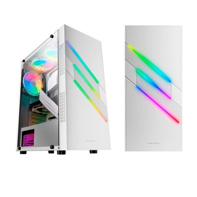 Ordenador gaming Neo-PC con torre blanca y ARGB