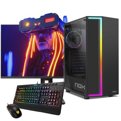Pack gaming con monitor 27 pulgadas y torre lateral acrílica