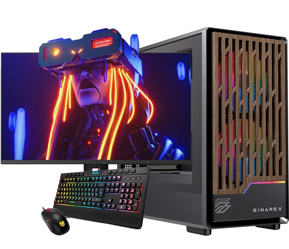 Torre de ordenador gaming negra con panel lateral de cristal y ventiladores RGB